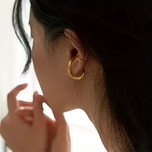 2pc Asymmetric Ear Cuff Irregular Copper Elegant Women' Goldish
